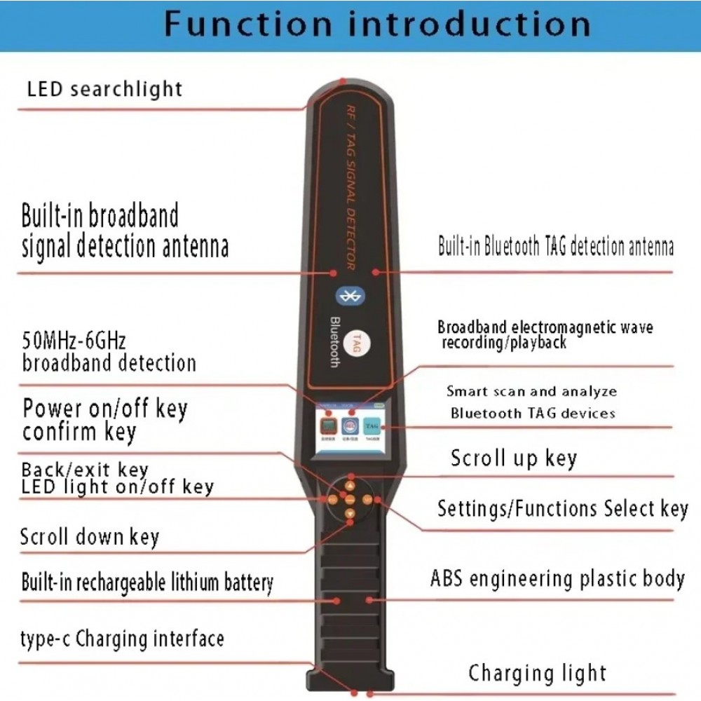 Професійний детектор DS-828 жучків, трекерів, Bluetooth TAGів високої чутливості