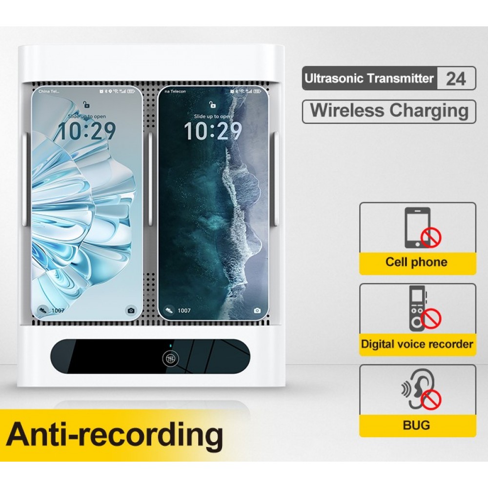 Підставка для телефонів із зарядкою та захистом від запису й прослуховування — пристрій для блокування диктофонів. 24 ультразвукові випромінювачі Підставка для телефонів із зарядкою та захистом від запису й прослуховування — пристрій для блокування диктофонів. 24 ультразвукові випромінювачі