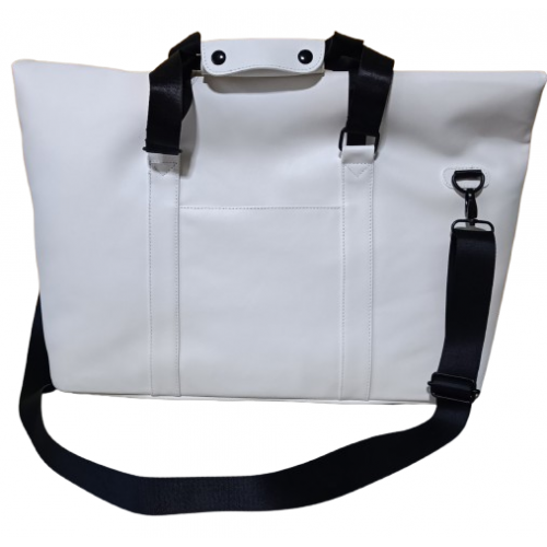 Сумка из натуральной кожи с защитой Фарадея ( белая 30 литров)